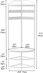 Corner Hall Tree Coat Rack with Shoe Bench