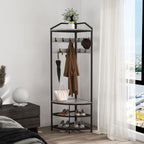 Corner Hall Tree Coat Rack with Shoe Bench