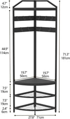 Corner Hall Tree Coat Rack with Shoe Bench