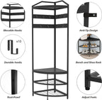 Corner Hall Tree Coat Rack with Shoe Bench