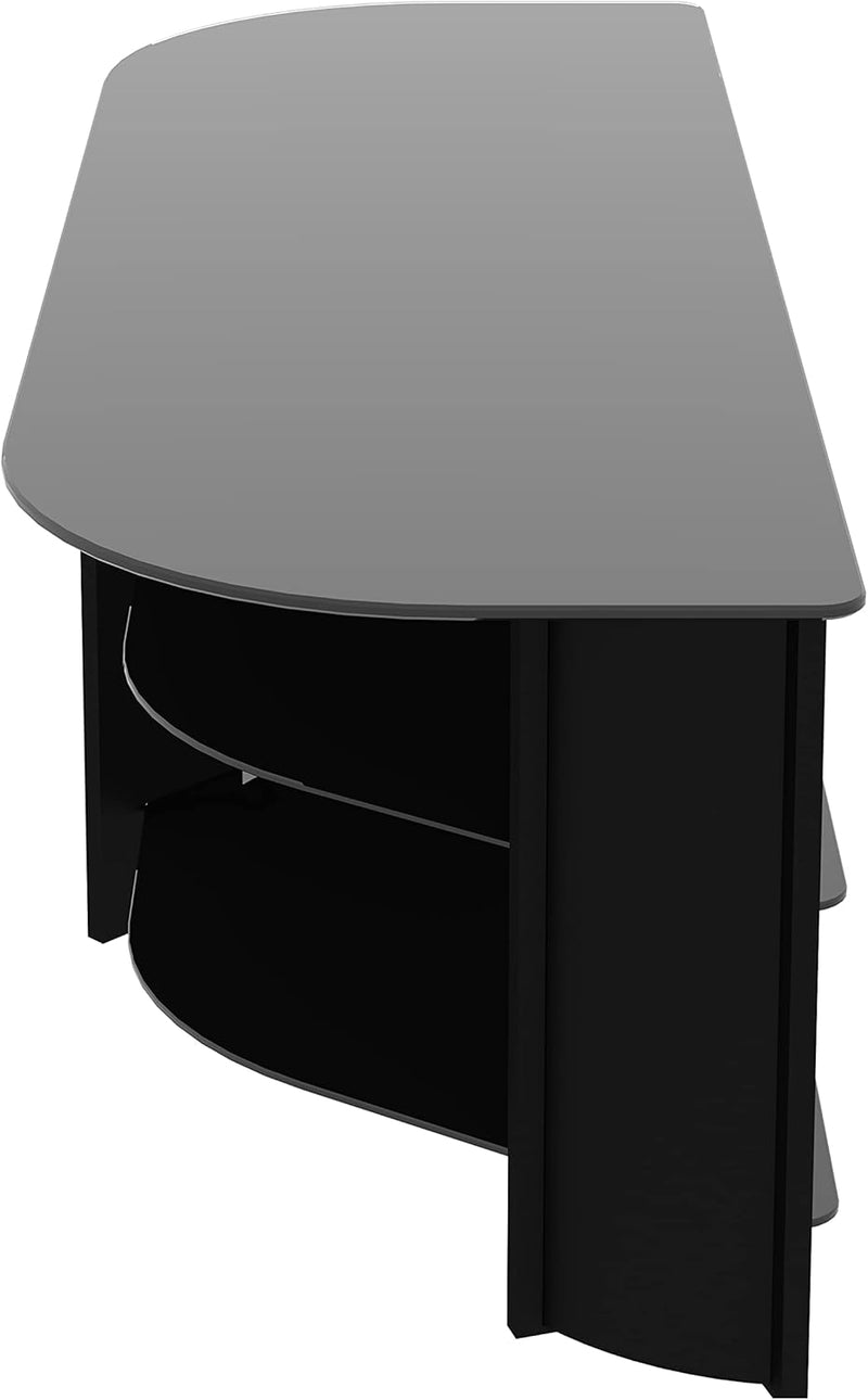 Corner TV Stand Universal Unit with Glass Shelves