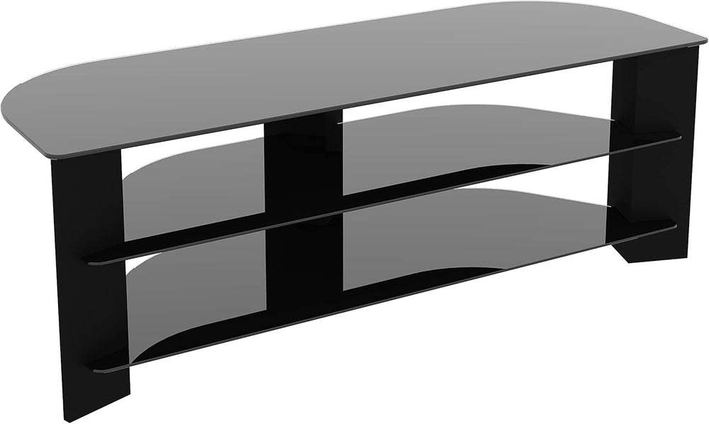 Corner TV Stand Universal Unit with Glass Shelves