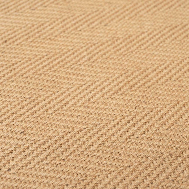 Natural Cotton Border Herringbone Jute Runner Rug Non