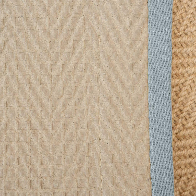 Natural Cotton Border Herringbone Jute Runner Rug Non