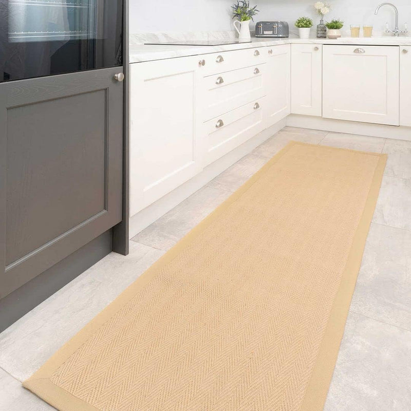 Sustainable Cotton Border Herringbone Soft Natural Jute Area