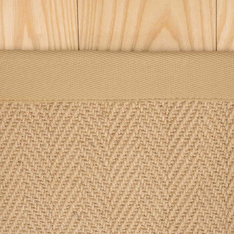 Sustainable Cotton Border Herringbone Soft Natural Jute Area
