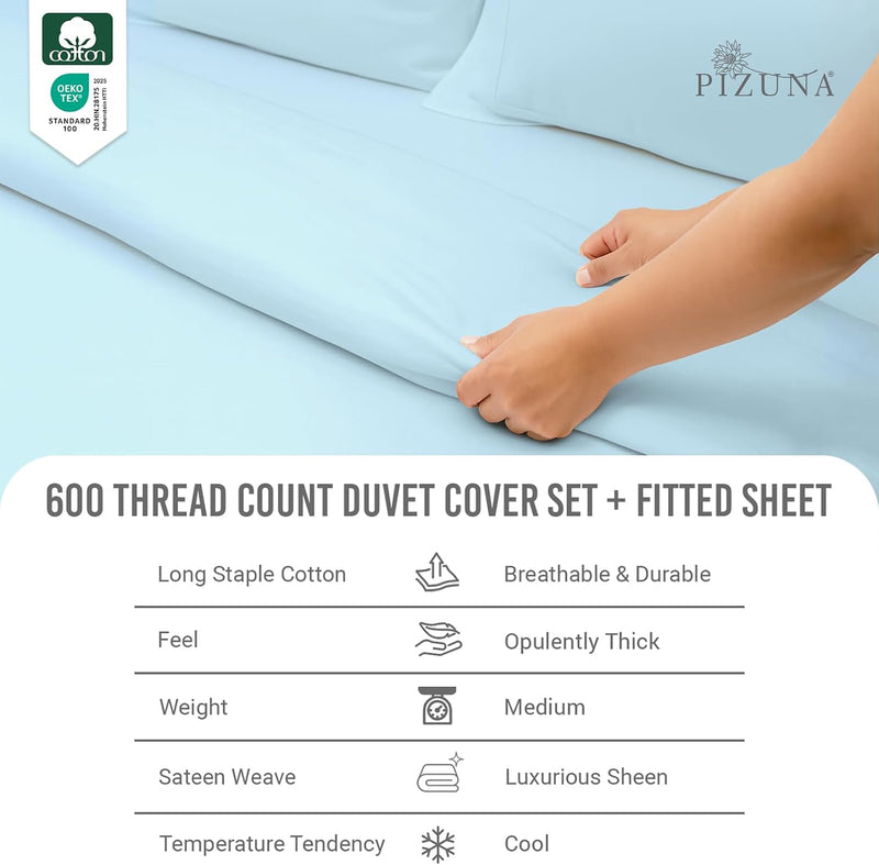 Cotton Duvet Cover Set King Size 600 Thread