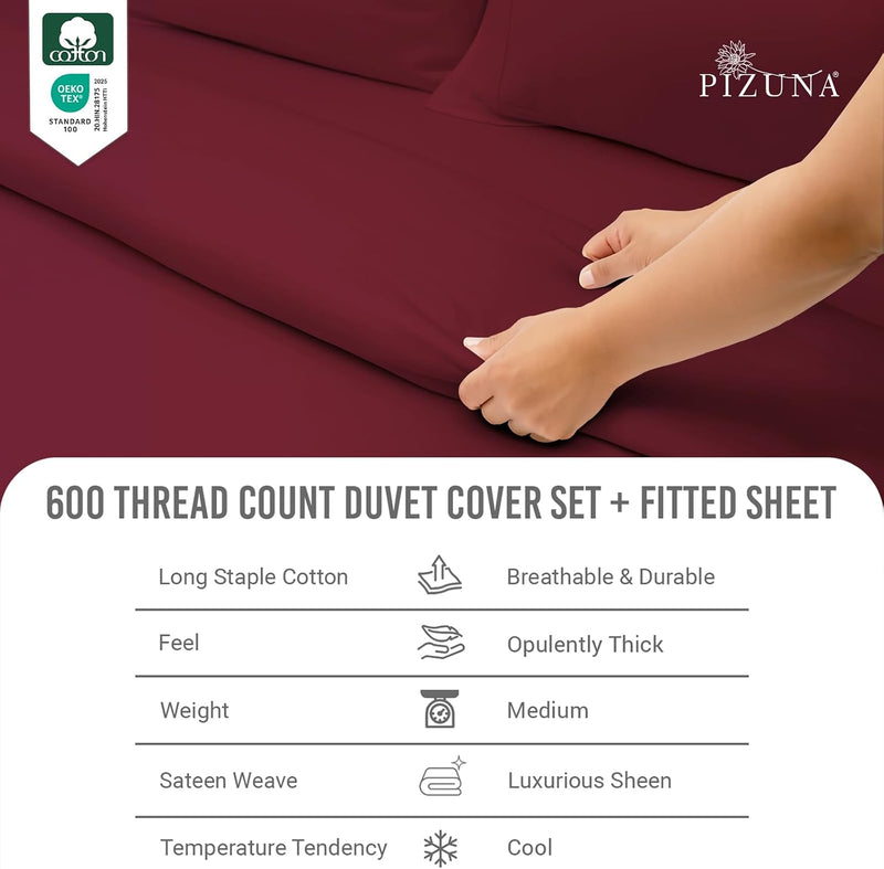 Cotton Duvet Cover Set King Size 600 Thread