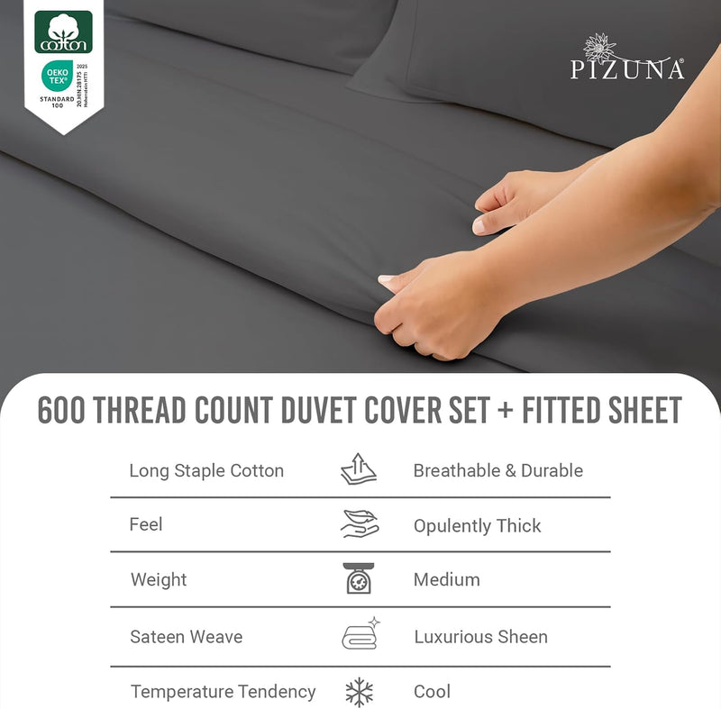 Cotton Duvet Cover Set King Size 600 Thread