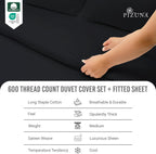Cotton Duvet Cover Set King Size 600 Thread