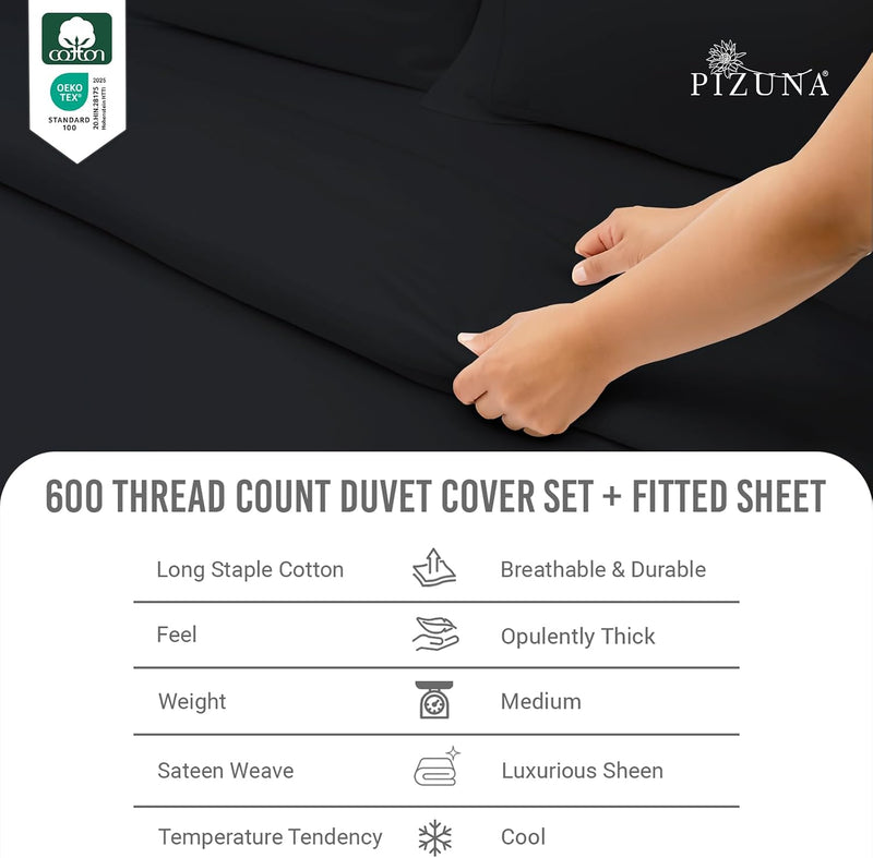 Cotton Duvet Cover Set King Size 600 Thread