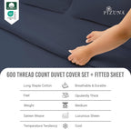 Cotton Duvet Cover Set King Size 600 Thread