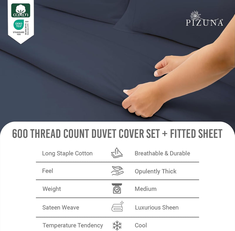 Cotton Duvet Cover Set King Size 600 Thread