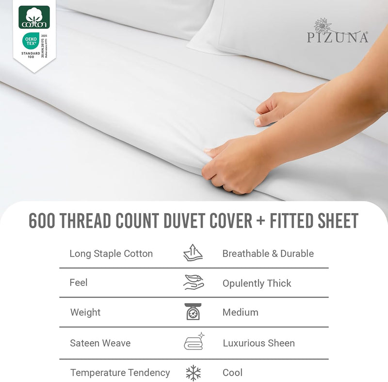 Cotton Duvet Cover Set King Size 600 Thread