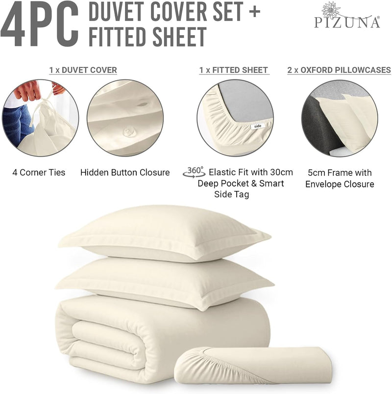 Cotton Duvet Cover Set King Size 600 Thread