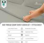 Cotton Duvet Cover Set King Size 600 Thread