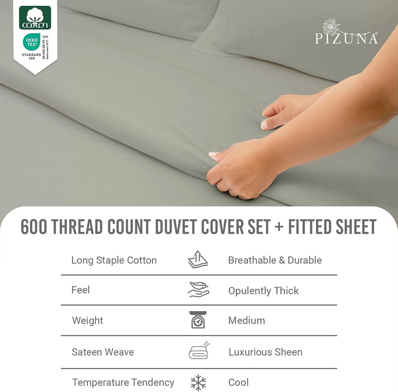 Cotton Duvet Cover Set King Size 600 Thread