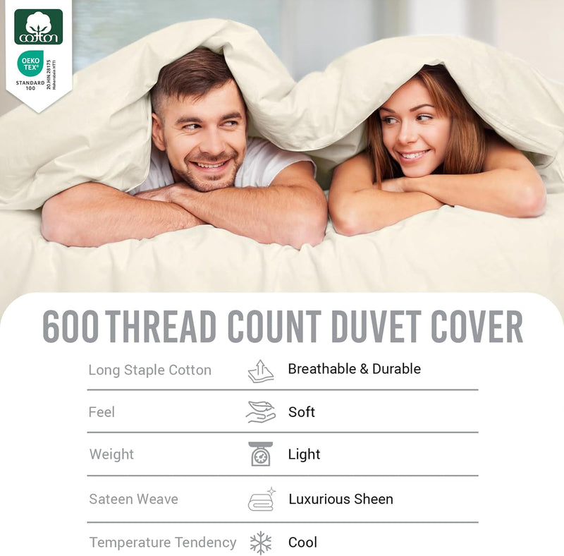 Cotton Duvet Cover Set King Size 600 Thread