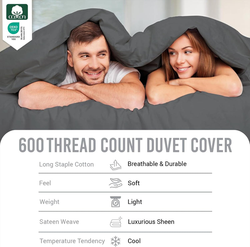Cotton Duvet Cover Set King Size 600 Thread