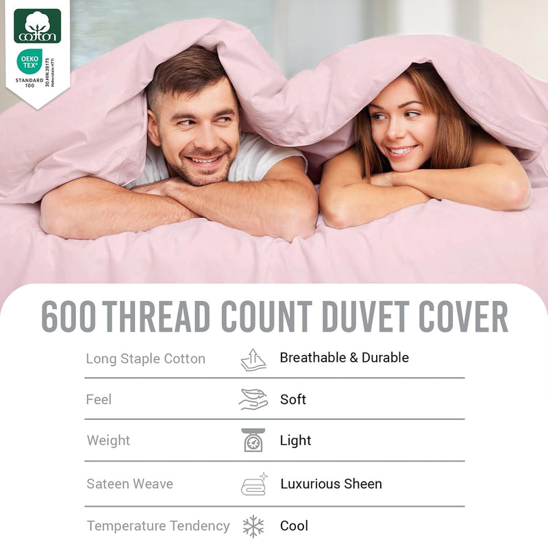 Cotton Duvet Cover Set King Size 600 Thread