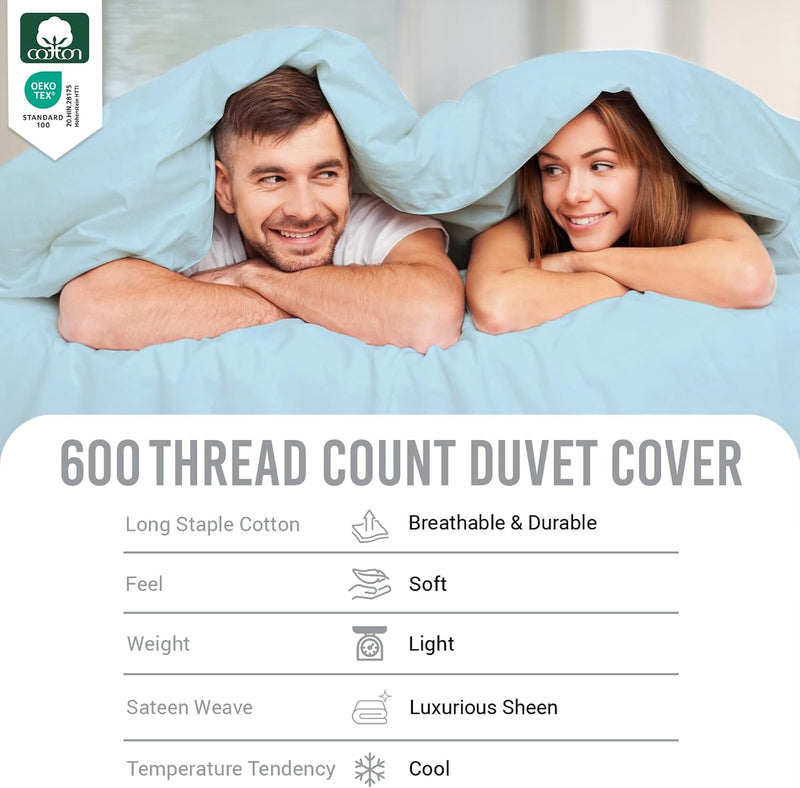 Cotton Duvet Cover Set King Size 600 Thread