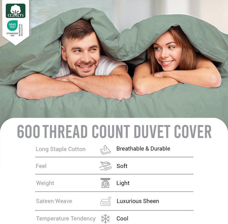 Cotton Duvet Cover Set King Size 600 Thread