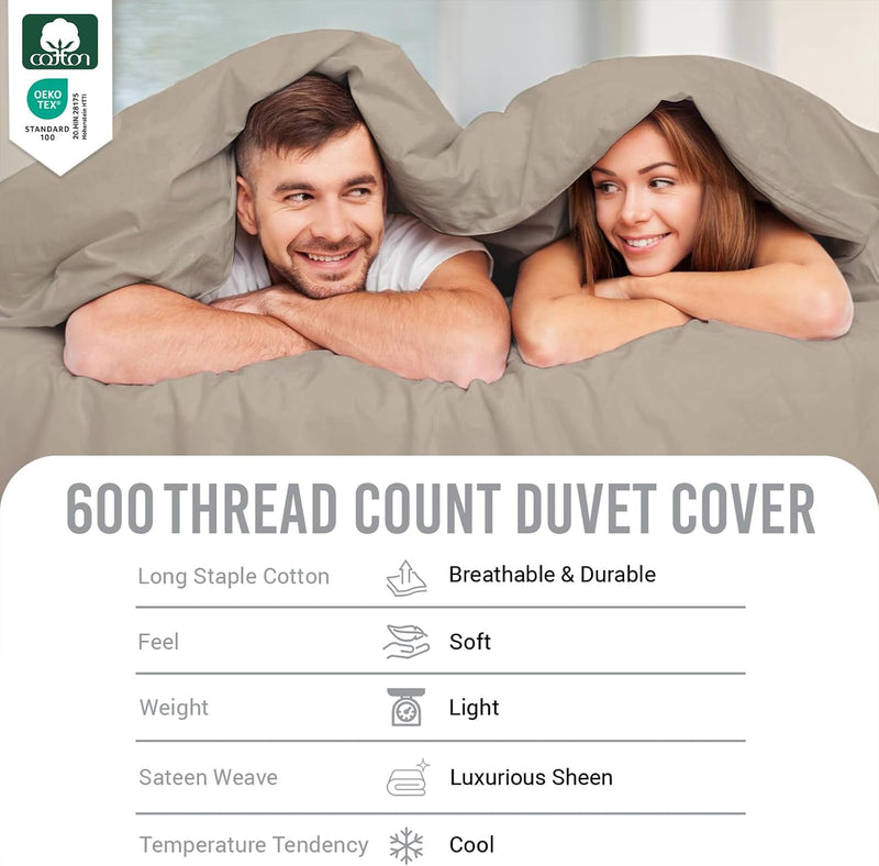 Cotton Duvet Cover Set King Size 600 Thread