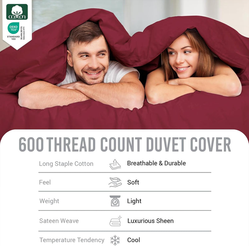 Cotton Duvet Cover Set King Size 600 Thread