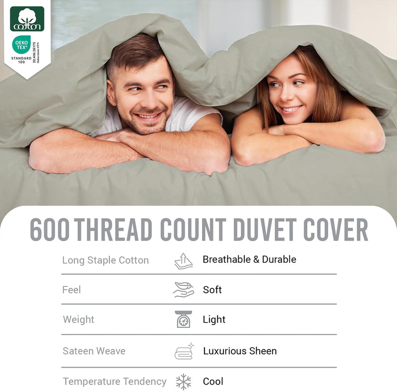 Cotton Duvet Cover Set King Size 600 Thread