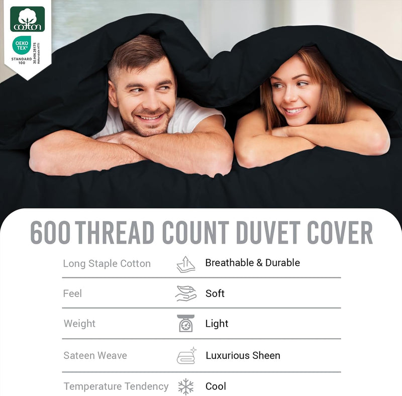 Cotton Duvet Cover Set King Size 600 Thread