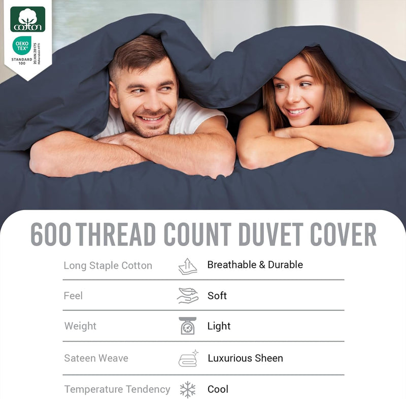 Cotton Duvet Cover Set King Size 600 Thread