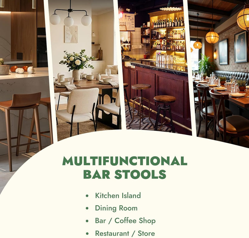 Counter Height Bar Stools 24 Inch Linen Modern (Set of 2)