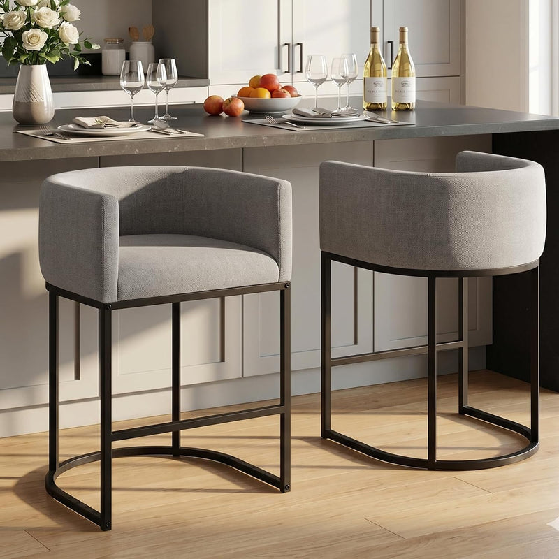 Counter Height Bar Stools 24 Inch Linen Modern (Set of 2)