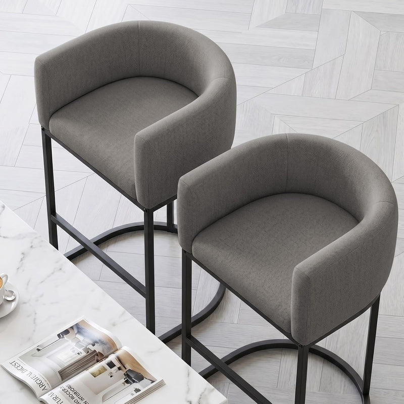 Counter Height Bar Stools 24 Inch Linen Modern (Set of 2)
