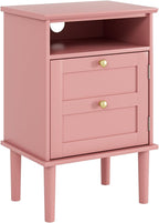 Country Style Bedside Table with Door Shelf