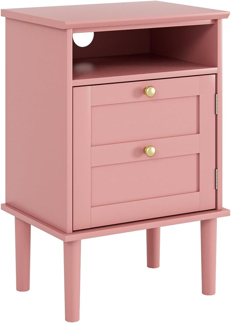 Country Style Bedside Table with Door Shelf