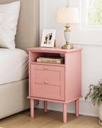 Country Style Bedside Table with Door Shelf