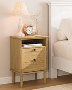 Country Style Bedside Table with Door Shelf