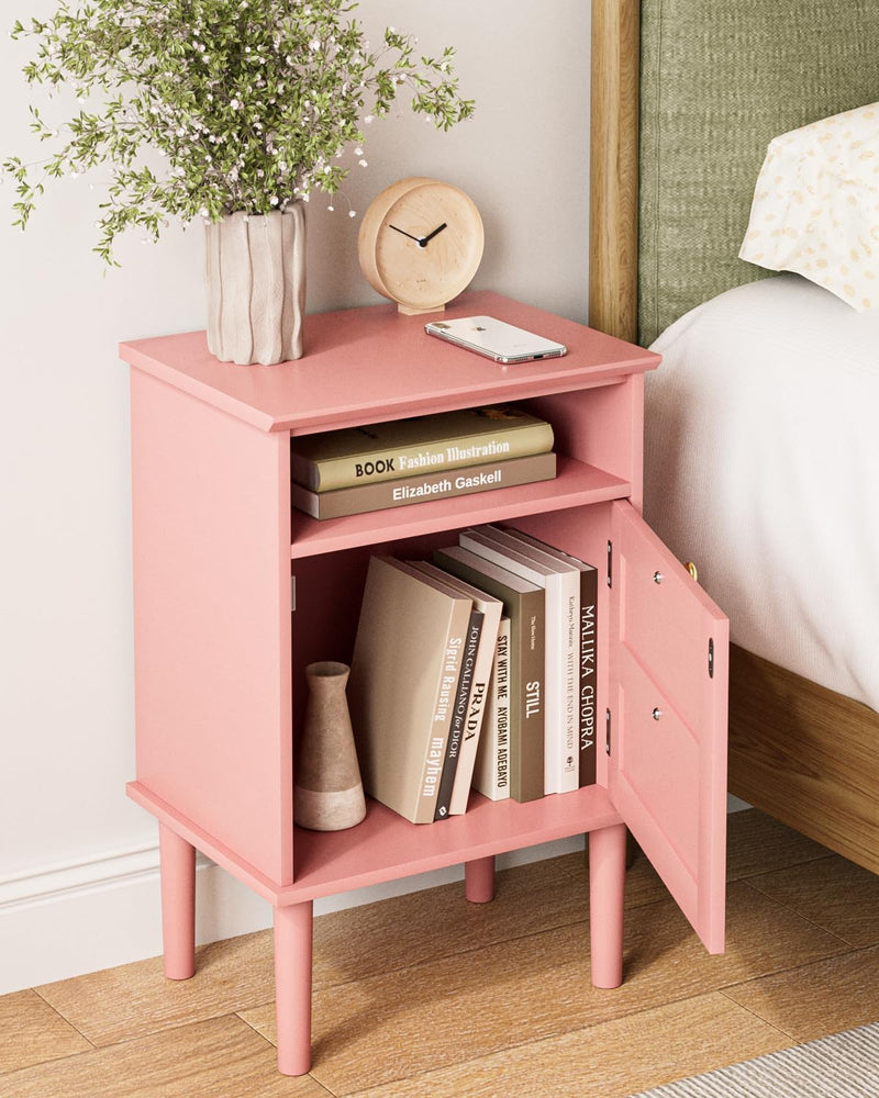 Country Style Bedside Table with Door Shelf