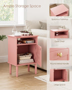 Country Style Bedside Table with Door Shelf