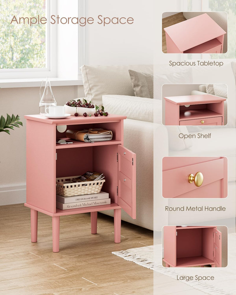 Country Style Bedside Table with Door Shelf