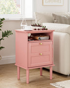 Country Style Bedside Table with Door Shelf