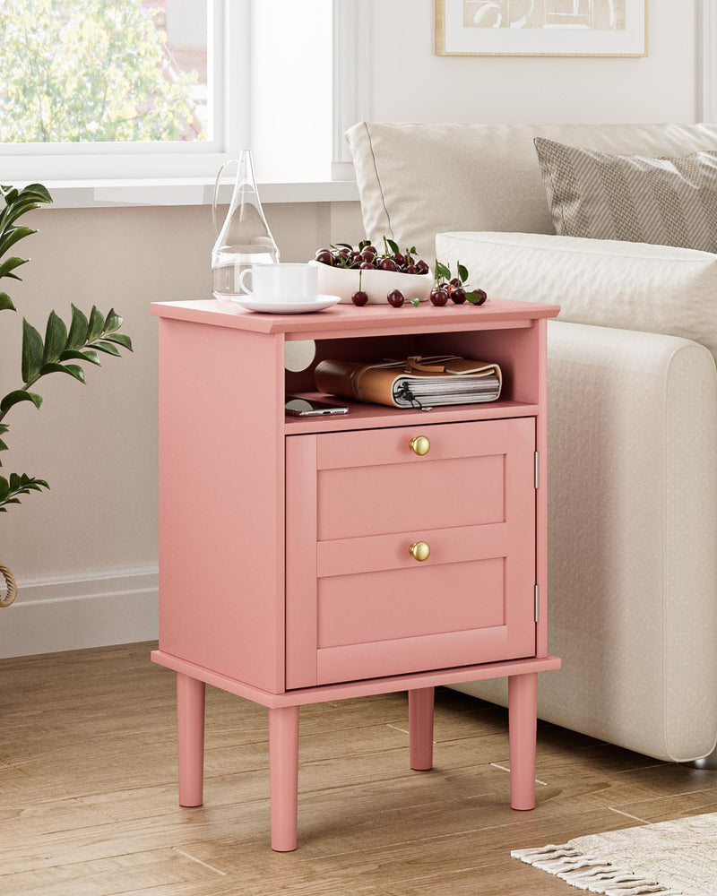 Country Style Bedside Table with Door Shelf