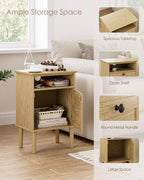 Country Style Bedside Table with Door Shelf