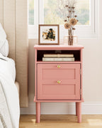 Country Style Bedside Table with Door Shelf