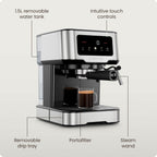 Craftbrew Espresso Machine 15-Bar Steam Wand Digital Touchscreen