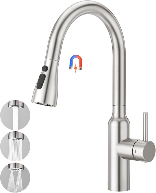 High Arc Kitchen Sink Mixer Tap with Pull