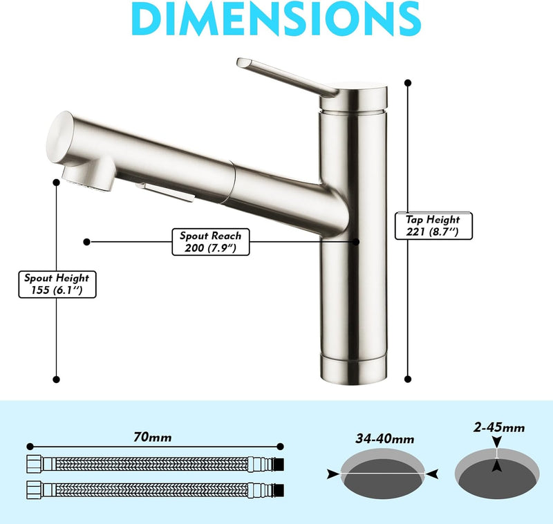 Pull Out Kitchen Taps Mixer Tap with 2