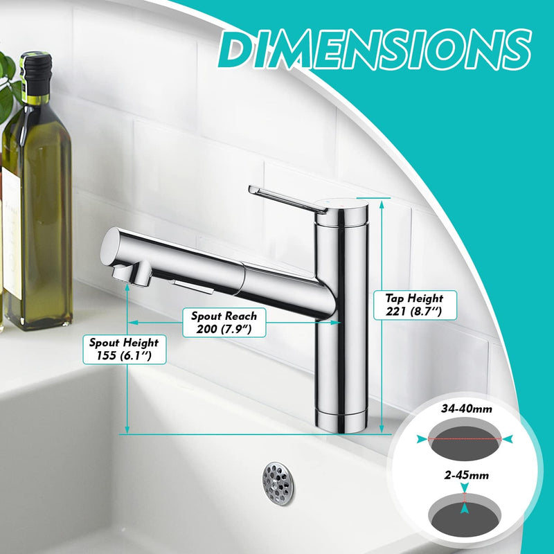 Pull Out Kitchen Taps Mixer Tap with 2