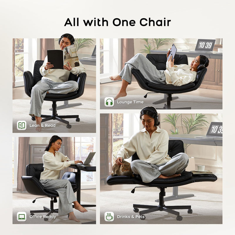 Criss Cross Chair with Arms and Wheels PU
